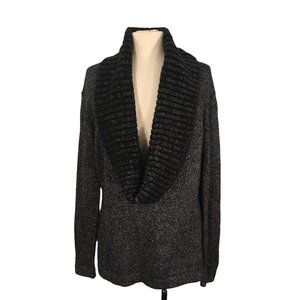 The Look Randolph Duke‎ Black Silver Long Cowl Neck Sweater, Medium